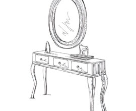 dressing table with mirror and lights
