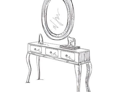 dressing table with mirror and lights