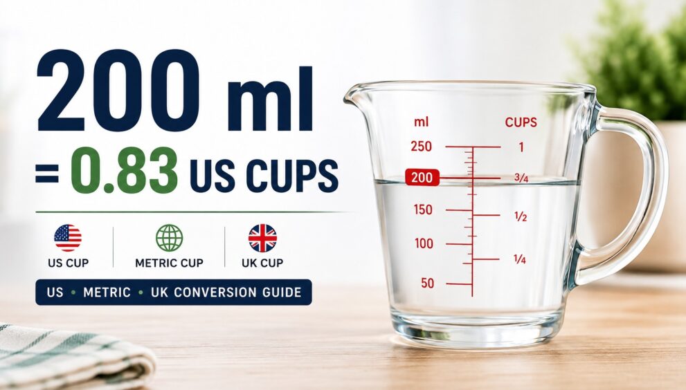 200 ml equals how many cups